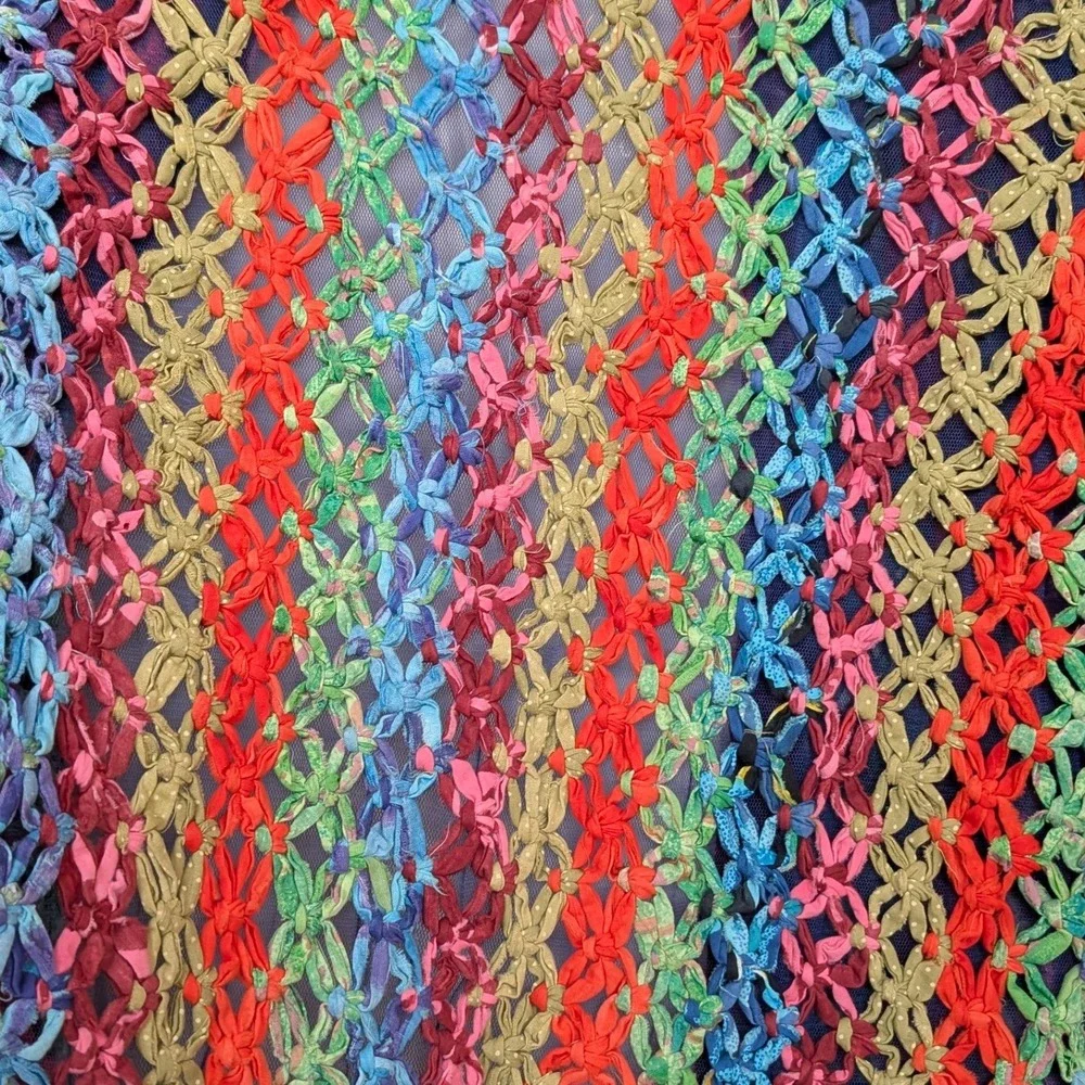 Vintage Sandy Starkman Ribbon Crochet Cardigan Boho Art to Wear India‎ M - Picture 5 of 8